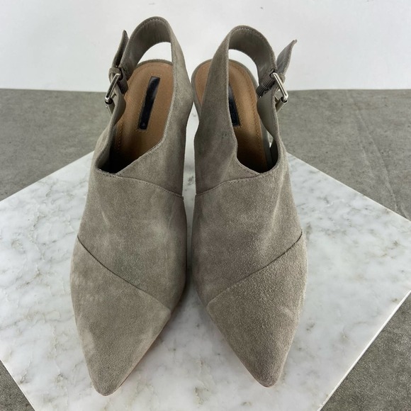 Tahari Adonna Heels Suede Slingback Bootie Pointed Toe Gray Taupe Size 8.5 - Picture 3 of 12